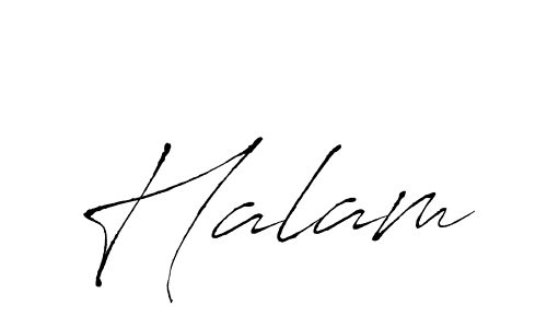 Make a beautiful signature design for name Halam. With this signature (Antro_Vectra) style, you can create a handwritten signature for free. Halam signature style 6 images and pictures png