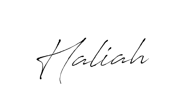 Design your own signature with our free online signature maker. With this signature software, you can create a handwritten (Antro_Vectra) signature for name Haliah. Haliah signature style 6 images and pictures png