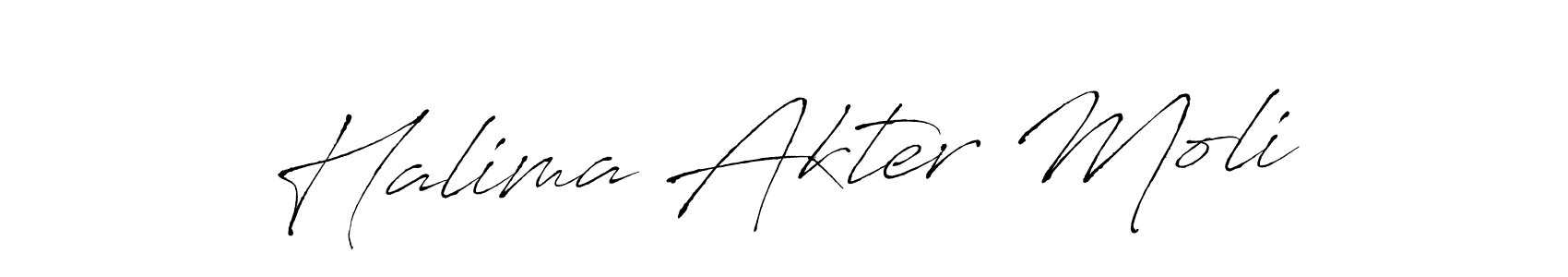 Antro_Vectra is a professional signature style that is perfect for those who want to add a touch of class to their signature. It is also a great choice for those who want to make their signature more unique. Get Halima Akter Moli name to fancy signature for free. Halima Akter Moli signature style 6 images and pictures png