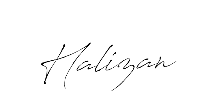 Make a beautiful signature design for name Halizan. With this signature (Antro_Vectra) style, you can create a handwritten signature for free. Halizan signature style 6 images and pictures png