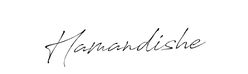 Make a beautiful signature design for name Hamandishe. With this signature (Antro_Vectra) style, you can create a handwritten signature for free. Hamandishe signature style 6 images and pictures png