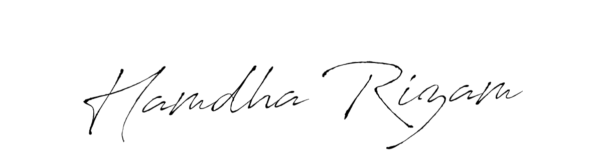 Similarly Antro_Vectra is the best handwritten signature design. Signature creator online .You can use it as an online autograph creator for name Hamdha Rizam. Hamdha Rizam signature style 6 images and pictures png