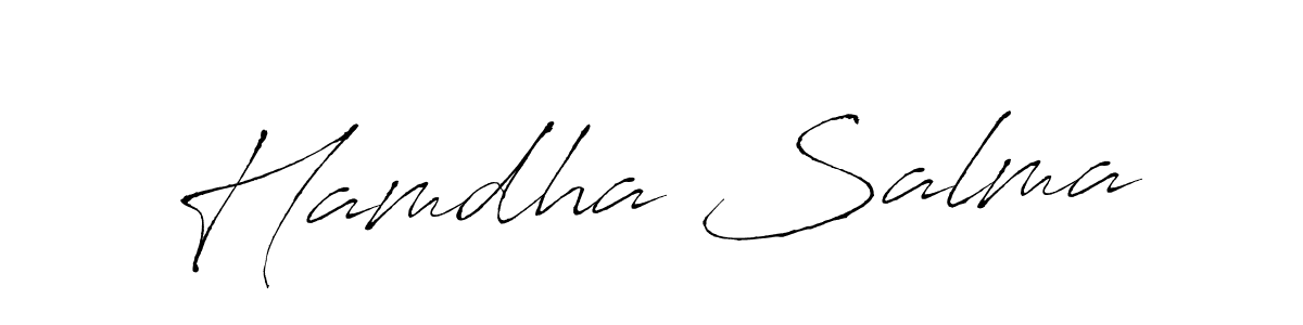 Also You can easily find your signature by using the search form. We will create Hamdha Salma name handwritten signature images for you free of cost using Antro_Vectra sign style. Hamdha Salma signature style 6 images and pictures png