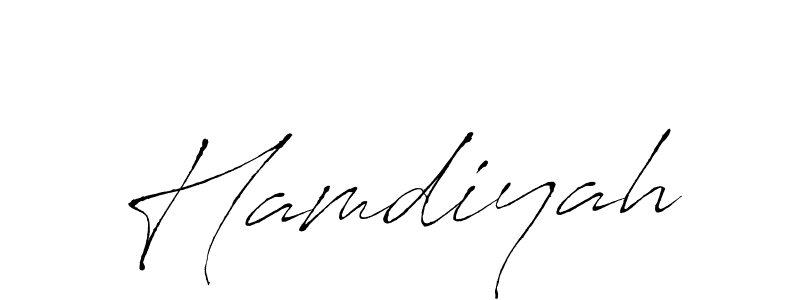 The best way (Antro_Vectra) to make a short signature is to pick only two or three words in your name. The name Hamdiyah include a total of six letters. For converting this name. Hamdiyah signature style 6 images and pictures png