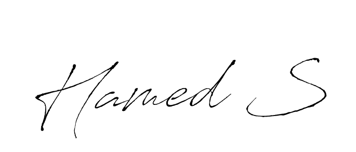 This is the best signature style for the Hamed S name. Also you like these signature font (Antro_Vectra). Mix name signature. Hamed S signature style 6 images and pictures png