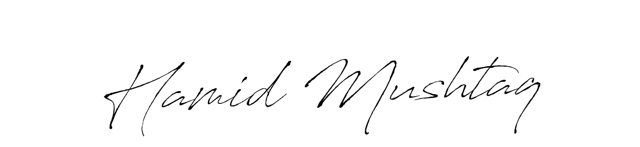 How to make Hamid Mushtaq name signature. Use Antro_Vectra style for creating short signs online. This is the latest handwritten sign. Hamid Mushtaq signature style 6 images and pictures png