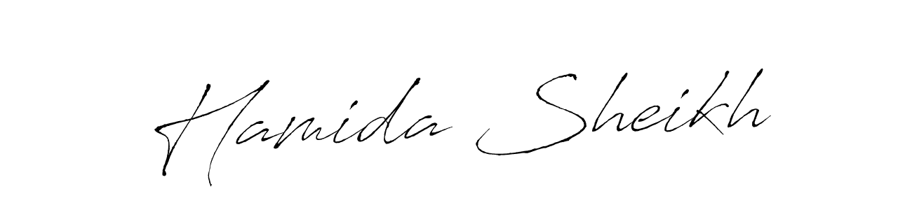 How to make Hamida Sheikh name signature. Use Antro_Vectra style for creating short signs online. This is the latest handwritten sign. Hamida Sheikh signature style 6 images and pictures png