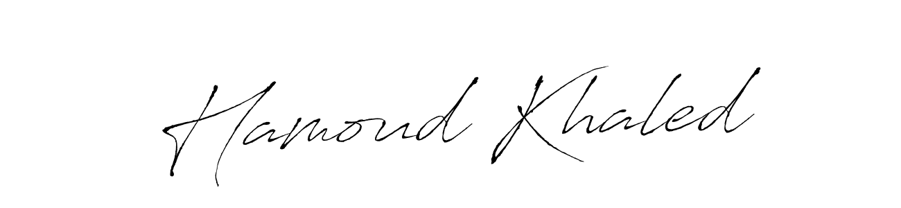 How to make Hamoud Khaled name signature. Use Antro_Vectra style for creating short signs online. This is the latest handwritten sign. Hamoud Khaled signature style 6 images and pictures png