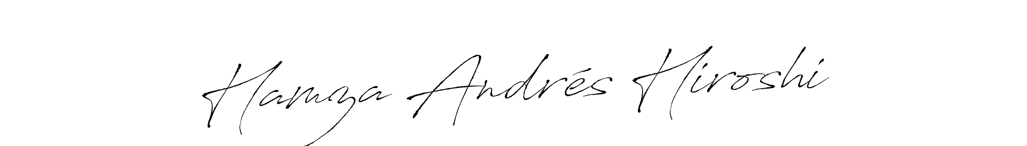 How to make Hamza Andrés Hiroshi name signature. Use Antro_Vectra style for creating short signs online. This is the latest handwritten sign. Hamza Andrés Hiroshi signature style 6 images and pictures png