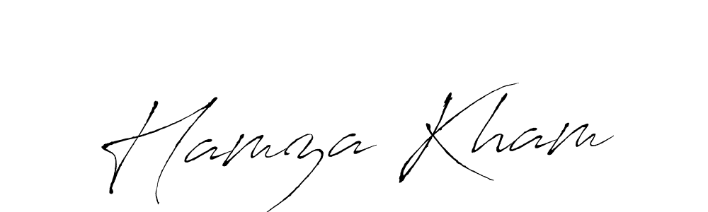 Make a beautiful signature design for name Hamza Kham. With this signature (Antro_Vectra) style, you can create a handwritten signature for free. Hamza Kham signature style 6 images and pictures png
