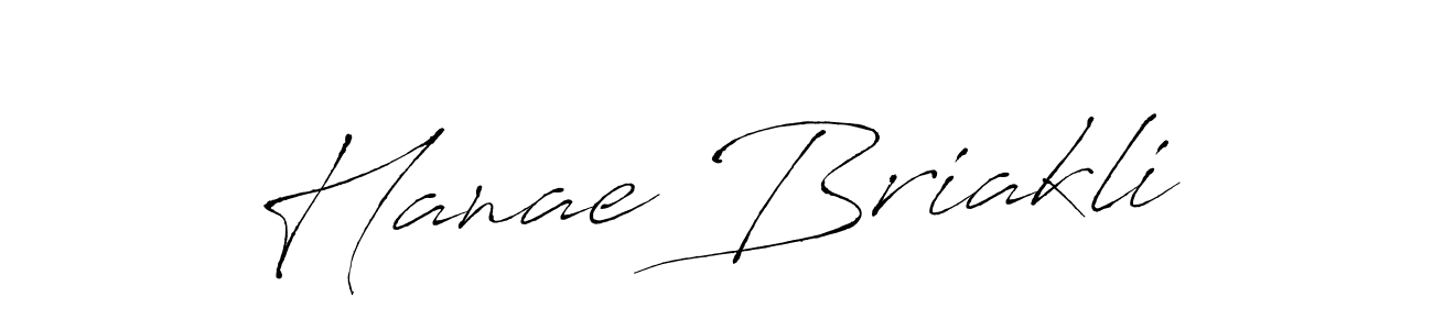 Create a beautiful signature design for name Hanae Briakli. With this signature (Antro_Vectra) fonts, you can make a handwritten signature for free. Hanae Briakli signature style 6 images and pictures png