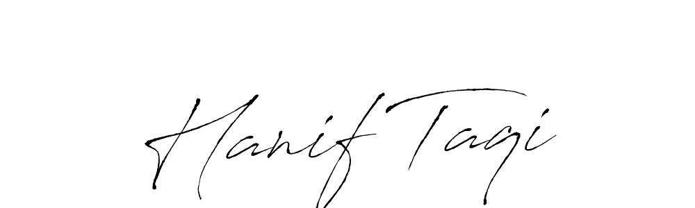 Design your own signature with our free online signature maker. With this signature software, you can create a handwritten (Antro_Vectra) signature for name Hanif Taqi. Hanif Taqi signature style 6 images and pictures png