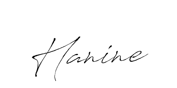 Use a signature maker to create a handwritten signature online. With this signature software, you can design (Antro_Vectra) your own signature for name Hanine. Hanine signature style 6 images and pictures png