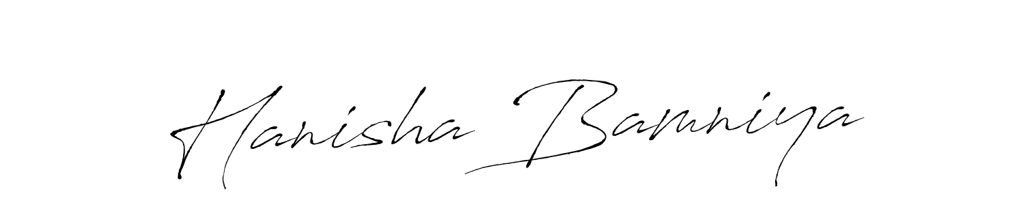 Also we have Hanisha Bamniya name is the best signature style. Create professional handwritten signature collection using Antro_Vectra autograph style. Hanisha Bamniya signature style 6 images and pictures png