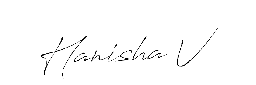 Make a beautiful signature design for name Hanisha V. With this signature (Antro_Vectra) style, you can create a handwritten signature for free. Hanisha V signature style 6 images and pictures png