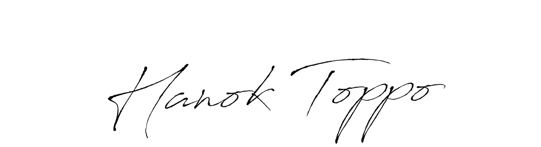 How to make Hanok Toppo name signature. Use Antro_Vectra style for creating short signs online. This is the latest handwritten sign. Hanok Toppo signature style 6 images and pictures png