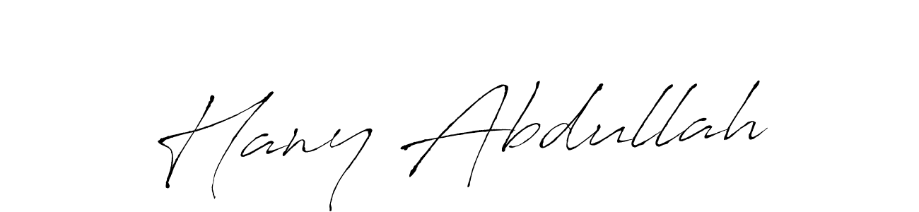How to make Hany Abdullah name signature. Use Antro_Vectra style for creating short signs online. This is the latest handwritten sign. Hany Abdullah signature style 6 images and pictures png
