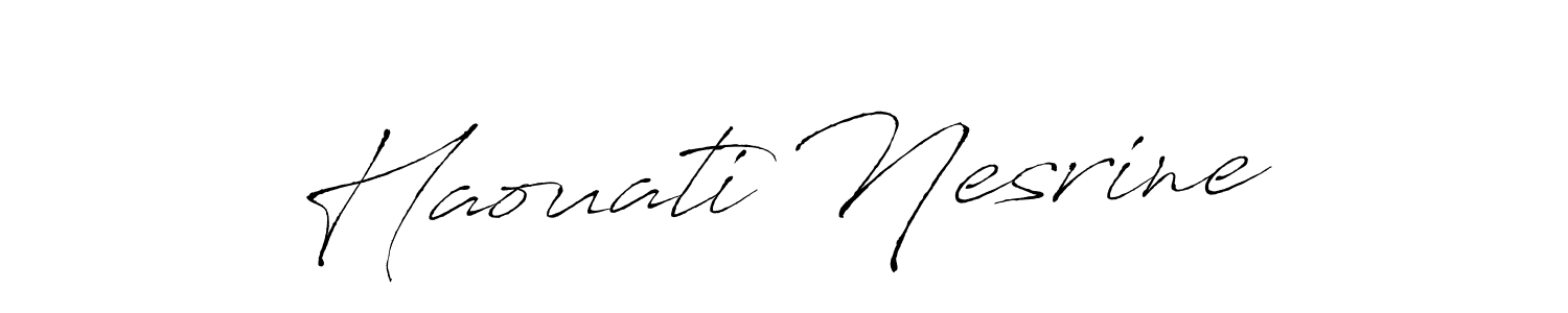 Design your own signature with our free online signature maker. With this signature software, you can create a handwritten (Antro_Vectra) signature for name Haouati Nesrine. Haouati Nesrine signature style 6 images and pictures png