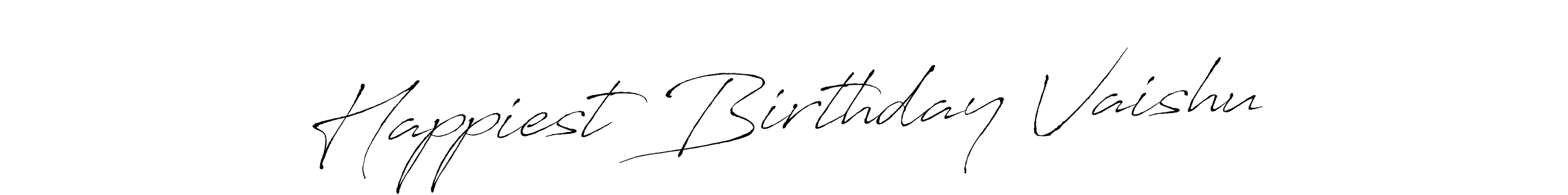 How to make Happiest Birthday Vaishu name signature. Use Antro_Vectra style for creating short signs online. This is the latest handwritten sign. Happiest Birthday Vaishu signature style 6 images and pictures png
