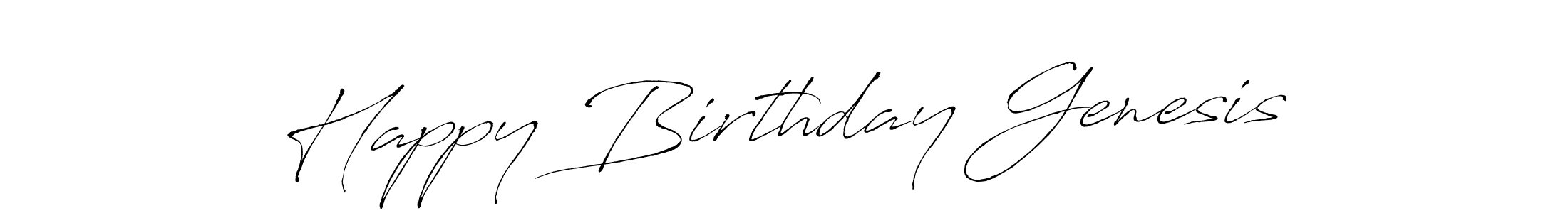 Use a signature maker to create a handwritten signature online. With this signature software, you can design (Antro_Vectra) your own signature for name Happy Birthday Genesis. Happy Birthday Genesis signature style 6 images and pictures png
