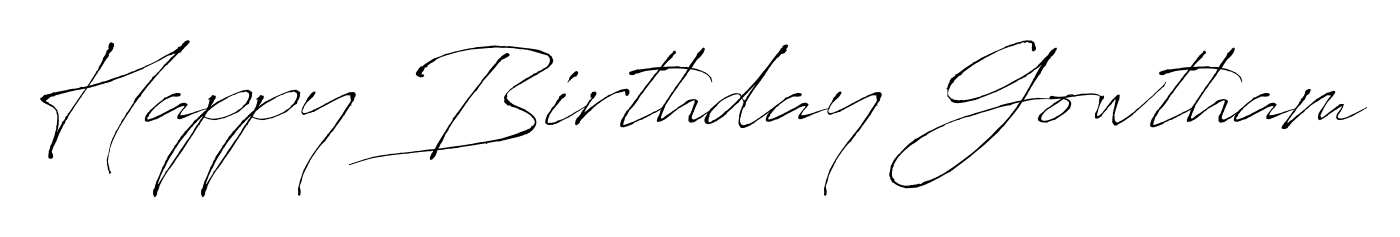 Use a signature maker to create a handwritten signature online. With this signature software, you can design (Antro_Vectra) your own signature for name Happy Birthday Gowtham. Happy Birthday Gowtham signature style 6 images and pictures png