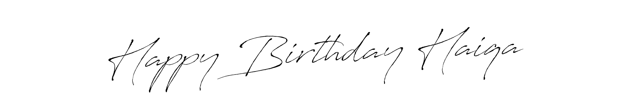 How to make Happy Birthday Haiqa name signature. Use Antro_Vectra style for creating short signs online. This is the latest handwritten sign. Happy Birthday Haiqa signature style 6 images and pictures png