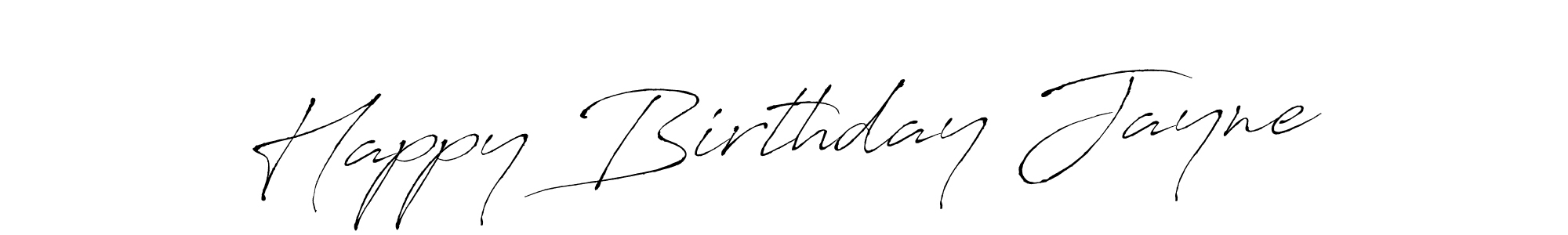 How to make Happy Birthday Jayne name signature. Use Antro_Vectra style for creating short signs online. This is the latest handwritten sign. Happy Birthday Jayne signature style 6 images and pictures png