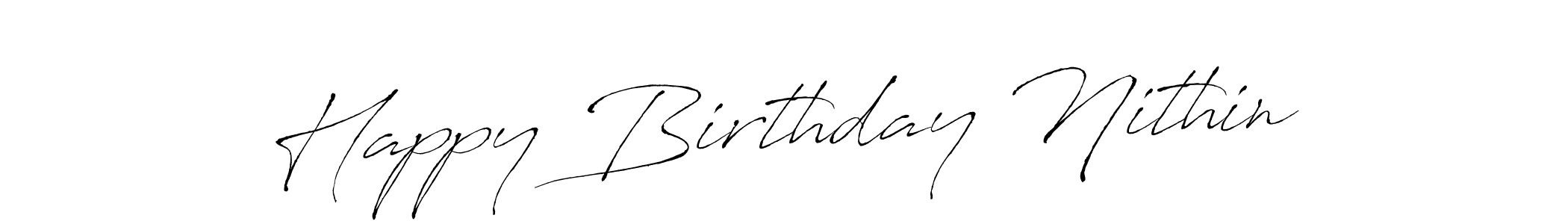 Antro_Vectra is a professional signature style that is perfect for those who want to add a touch of class to their signature. It is also a great choice for those who want to make their signature more unique. Get Happy Birthday Nithin name to fancy signature for free. Happy Birthday Nithin signature style 6 images and pictures png