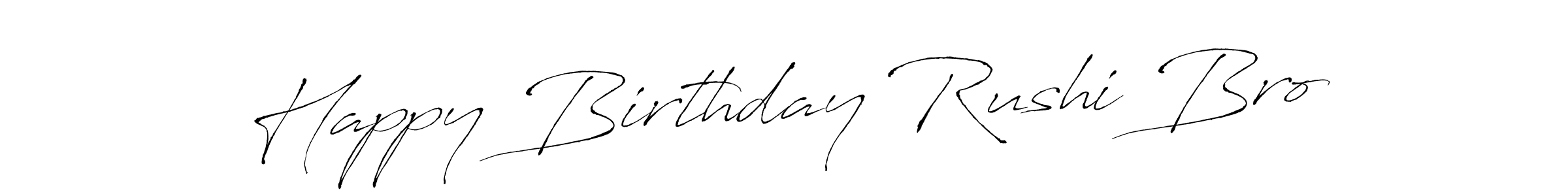 Antro_Vectra is a professional signature style that is perfect for those who want to add a touch of class to their signature. It is also a great choice for those who want to make their signature more unique. Get Happy Birthday Rushi Bro name to fancy signature for free. Happy Birthday Rushi Bro signature style 6 images and pictures png