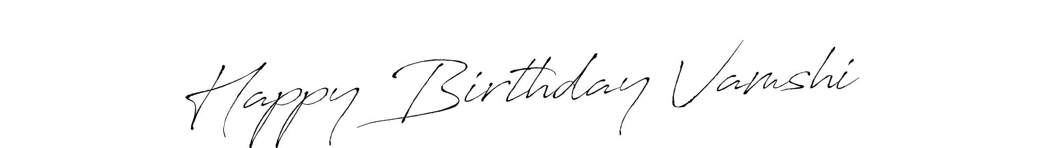 How to make Happy Birthday Vamshi name signature. Use Antro_Vectra style for creating short signs online. This is the latest handwritten sign. Happy Birthday Vamshi signature style 6 images and pictures png