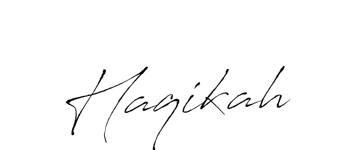 Use a signature maker to create a handwritten signature online. With this signature software, you can design (Antro_Vectra) your own signature for name Haqikah. Haqikah signature style 6 images and pictures png