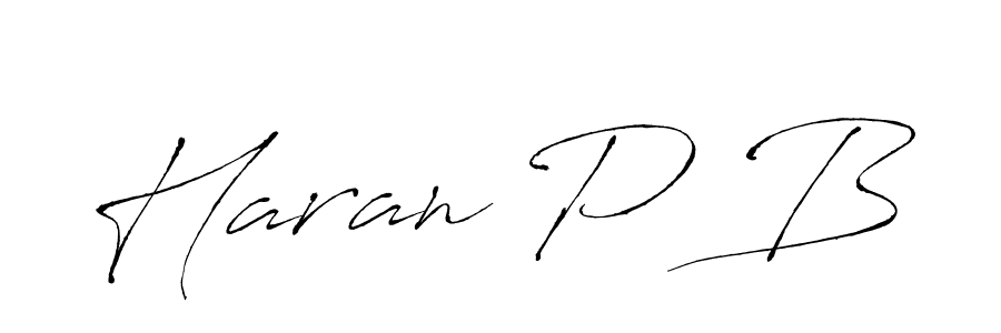 The best way (Antro_Vectra) to make a short signature is to pick only two or three words in your name. The name Haran P B include a total of six letters. For converting this name. Haran P B signature style 6 images and pictures png