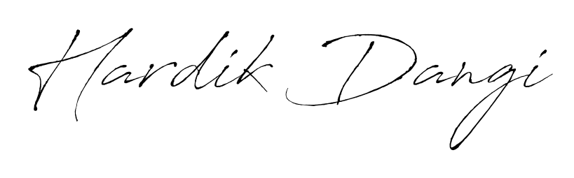 The Antro_Vectra typeface gives name Hardik Dangi a refined look. Suitable for certificates, diplomas, and official verification. Hardik Dangi signature style 6 images and pictures png