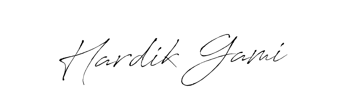 How to make Hardik Gami name signature. Use Antro_Vectra style for creating short signs online. This is the latest handwritten sign. Hardik Gami signature style 6 images and pictures png