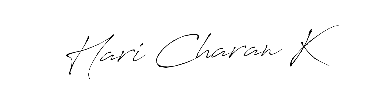 The best way (Antro_Vectra) to make a short signature is to pick only two or three words in your name. The name Hari Charan K include a total of six letters. For converting this name. Hari Charan K signature style 6 images and pictures png