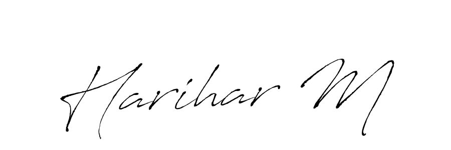 The best way (Antro_Vectra) to make a short signature is to pick only two or three words in your name. The name Harihar M include a total of six letters. For converting this name. Harihar M signature style 6 images and pictures png