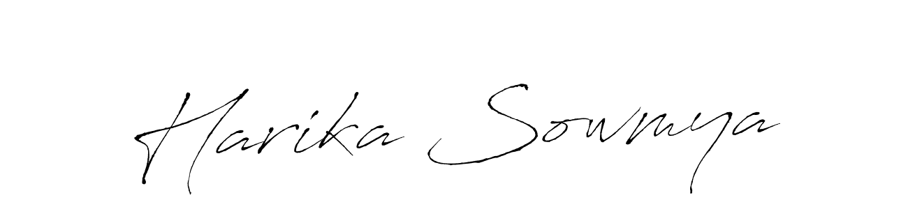 How to make Harika Sowmya name signature. Use Antro_Vectra style for creating short signs online. This is the latest handwritten sign. Harika Sowmya signature style 6 images and pictures png