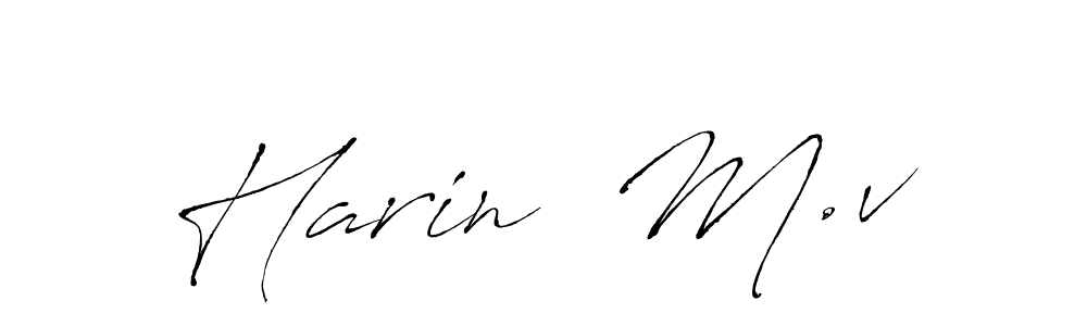 Similarly Antro_Vectra is the best handwritten signature design. Signature creator online .You can use it as an online autograph creator for name Harin  M.v. Harin  M.v signature style 6 images and pictures png