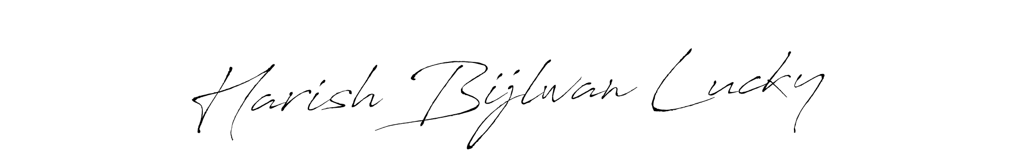 How to make Harish Bijlwan Lucky name signature. Use Antro_Vectra style for creating short signs online. This is the latest handwritten sign. Harish Bijlwan Lucky signature style 6 images and pictures png