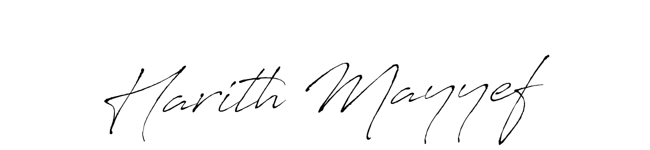 How to make Harith Mayyef name signature. Use Antro_Vectra style for creating short signs online. This is the latest handwritten sign. Harith Mayyef signature style 6 images and pictures png