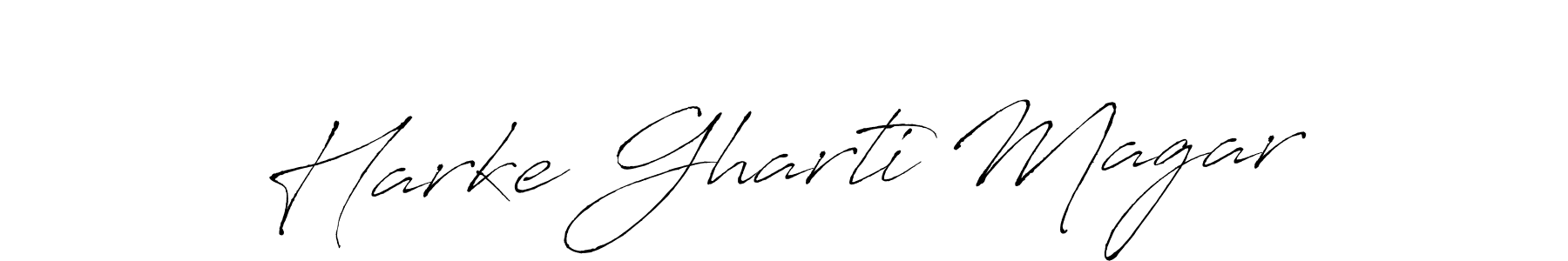 Make a beautiful signature design for name Harke Gharti Magar. With this signature (Antro_Vectra) style, you can create a handwritten signature for free. Harke Gharti Magar signature style 6 images and pictures png