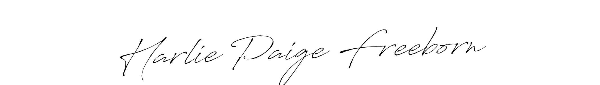 How to make Harlie Paige Freeborn name signature. Use Antro_Vectra style for creating short signs online. This is the latest handwritten sign. Harlie Paige Freeborn signature style 6 images and pictures png