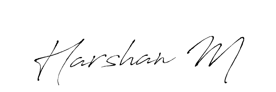 Similarly Antro_Vectra is the best handwritten signature design. Signature creator online .You can use it as an online autograph creator for name Harshan M. Harshan M signature style 6 images and pictures png