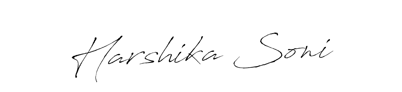 The best way (Antro_Vectra) to make a short signature is to pick only two or three words in your name. The name Harshika Soni include a total of six letters. For converting this name. Harshika Soni signature style 6 images and pictures png