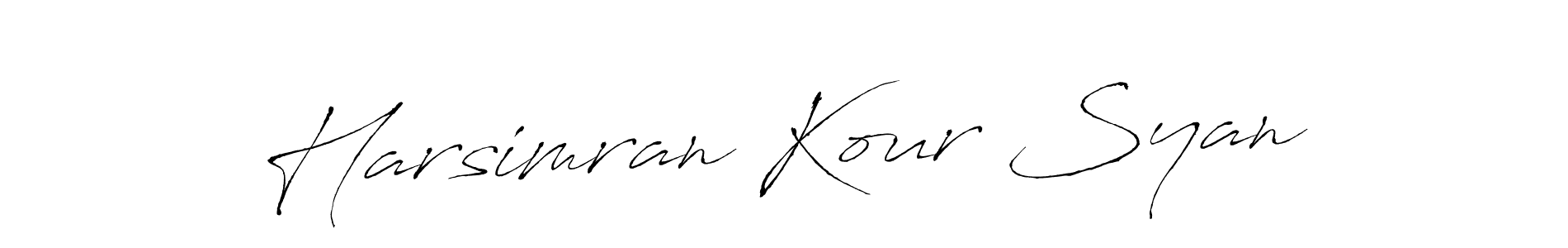 Design your own signature with our free online signature maker. With this signature software, you can create a handwritten (Antro_Vectra) signature for name Harsimran Kour Syan. Harsimran Kour Syan signature style 6 images and pictures png