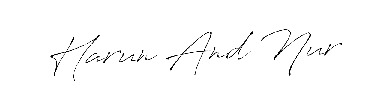 How to make Harun And Nur signature? Antro_Vectra is a professional autograph style. Create handwritten signature for Harun And Nur name. Harun And Nur signature style 6 images and pictures png