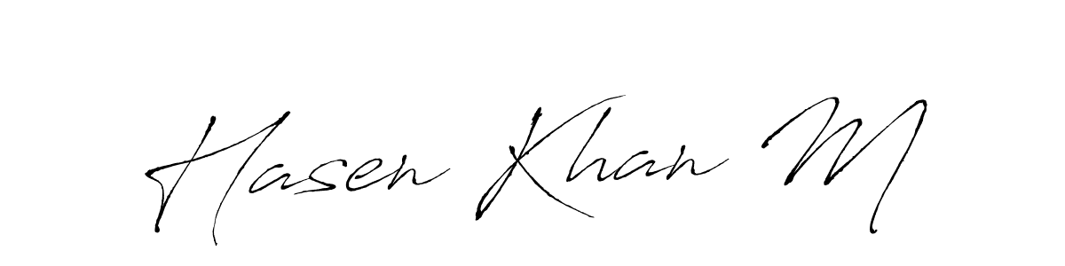 The best way (Antro_Vectra) to make a short signature is to pick only two or three words in your name. The name Hasen Khan M include a total of six letters. For converting this name. Hasen Khan M signature style 6 images and pictures png