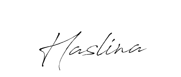 Make a beautiful signature design for name Haslina. With this signature (Antro_Vectra) style, you can create a handwritten signature for free. Haslina signature style 6 images and pictures png
