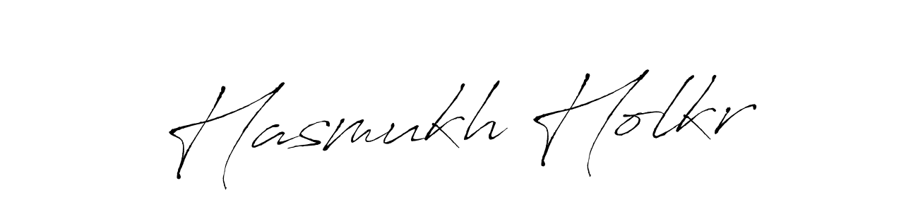 How to make Hasmukh Holkr name signature. Use Antro_Vectra style for creating short signs online. This is the latest handwritten sign. Hasmukh Holkr signature style 6 images and pictures png