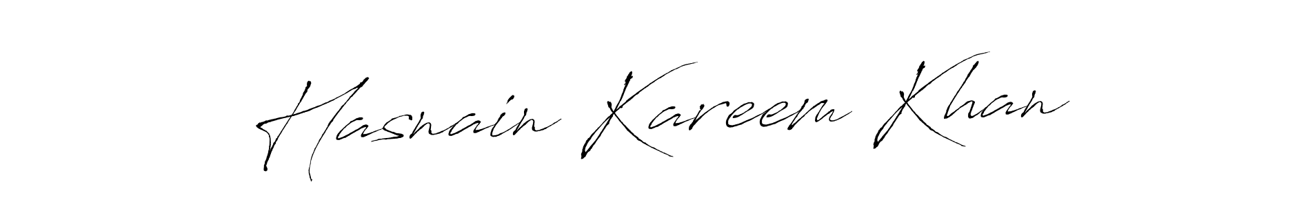 Make a beautiful signature design for name Hasnain Kareem Khan. With this signature (Antro_Vectra) style, you can create a handwritten signature for free. Hasnain Kareem Khan signature style 6 images and pictures png